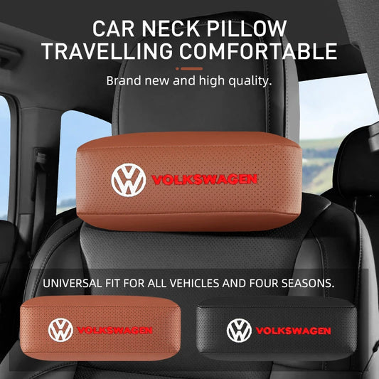 Leather Car Headrest Neck Pillow Soft Car Neck Pillows for Volkswagen VW GOLF POLO PASSAT TIGUAN TOURAN JETTA Car Seat Headrest