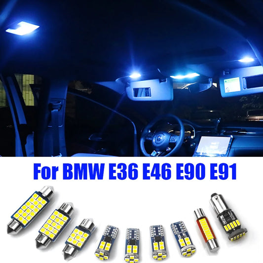 For BMW 3 Series E36 E46 M3 E90 Sedan E91 Touring Car LED Bulbs Interior Dome Reading Lamp Vanity Mirror Trunk Light Accessories