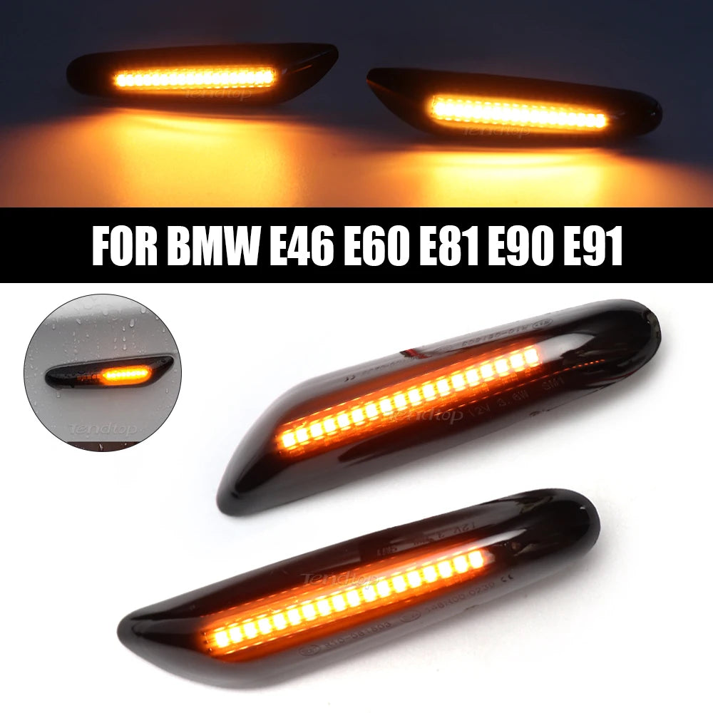 LED Dynamic Side Marker Mirror Indicator Lamp Flowing Water Turn Signal Light For BMW E90 E91 E92 E93 E60 E87 E82 E61 E46 X1 X3