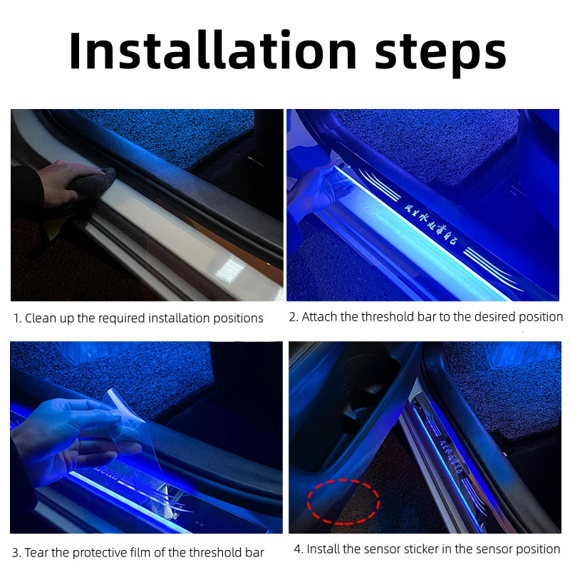 Customized Car door Sill light logo Projector lamp Power Moving LED Welcome Pedal  Scuff Plate Pedal APP Control Symphony