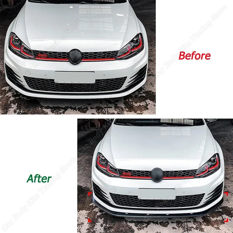 For VW Golf MK7 GTI R Rline 2013 2014 2015 2016 Car Front Bumper Lip Splitter Spoiler Diffuser Body Kit Tuning ABS Gloss Black